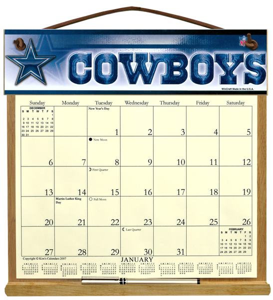 Dallas Cowboys Calendar Holder 29.75 Kims Calendars, Made in the